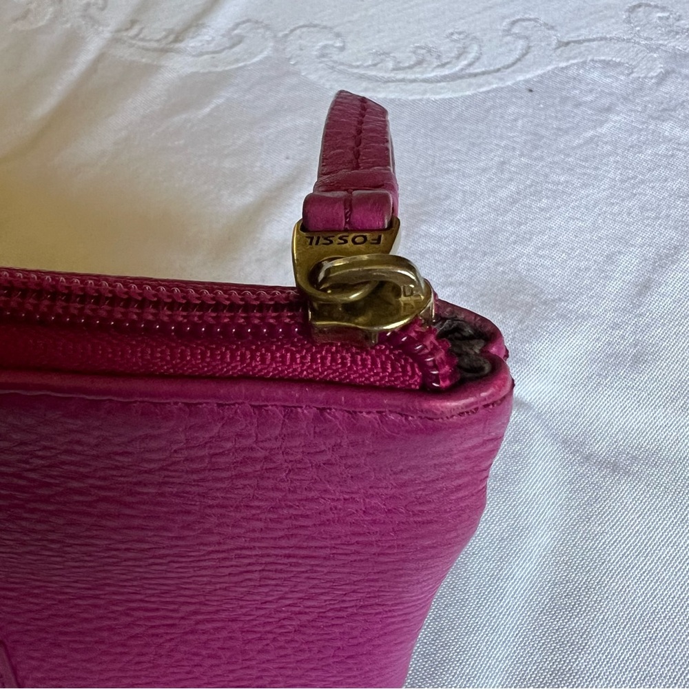 Fossil Erin flat pebble leather wallet fuchsia pink - Picture 3 of 16